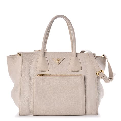 PRADA Vitello Daino Shopping Tote Talco 